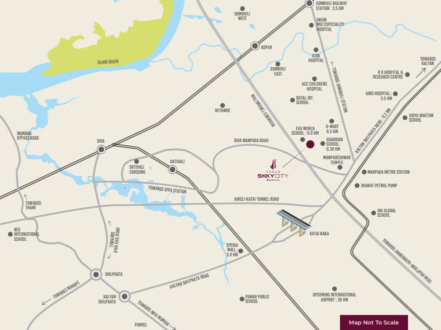 Venus Skky City Strategic Location Map in Dombivali